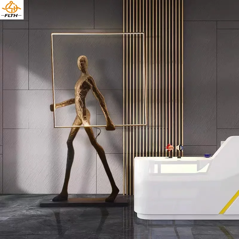 Resin Art Floor Design - Lampu Lantai Patung Seni Humanoid Modern