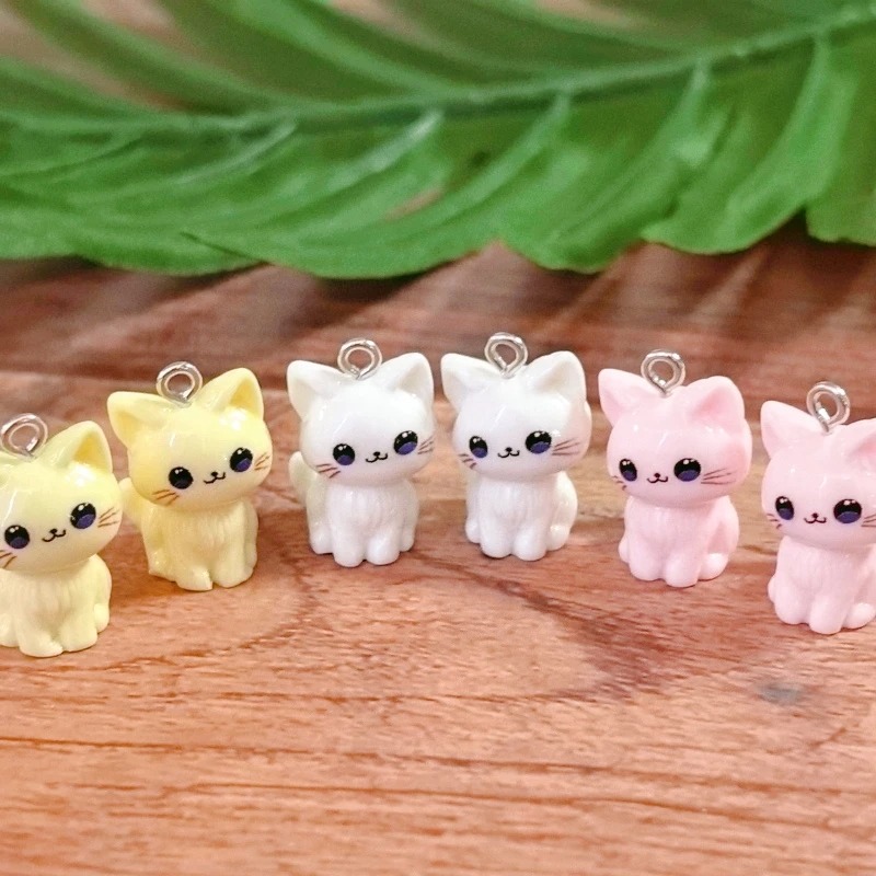 10pcs 3D Kawaii Happy Cat Resi - Resin Art Accessories ulasan dan harga