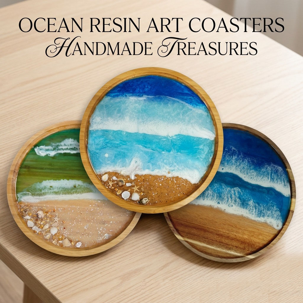 Nampan Sajian Kayu dengan Seni - Resin Art Wooden Tray ulasan dan harga