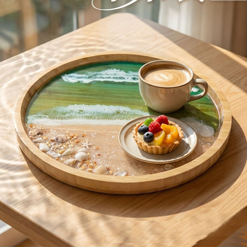 Nampan Sajian Kayu dengan Seni - Resin Art Wooden Tray ulasan dan harga